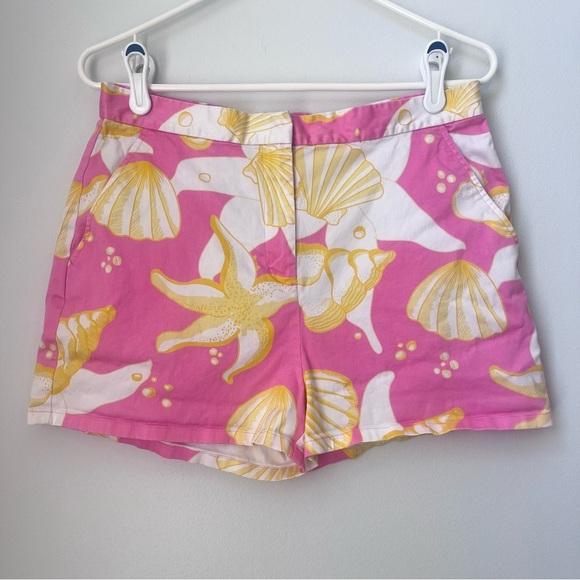 Coastal High Waisted Shell Print Pink Shorts Size 10 - Picture 1 of 10